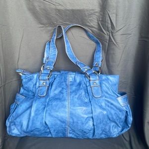 Blue Faux Leather shoulder Purse